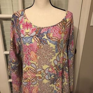 Flowy coral reef printed blouse